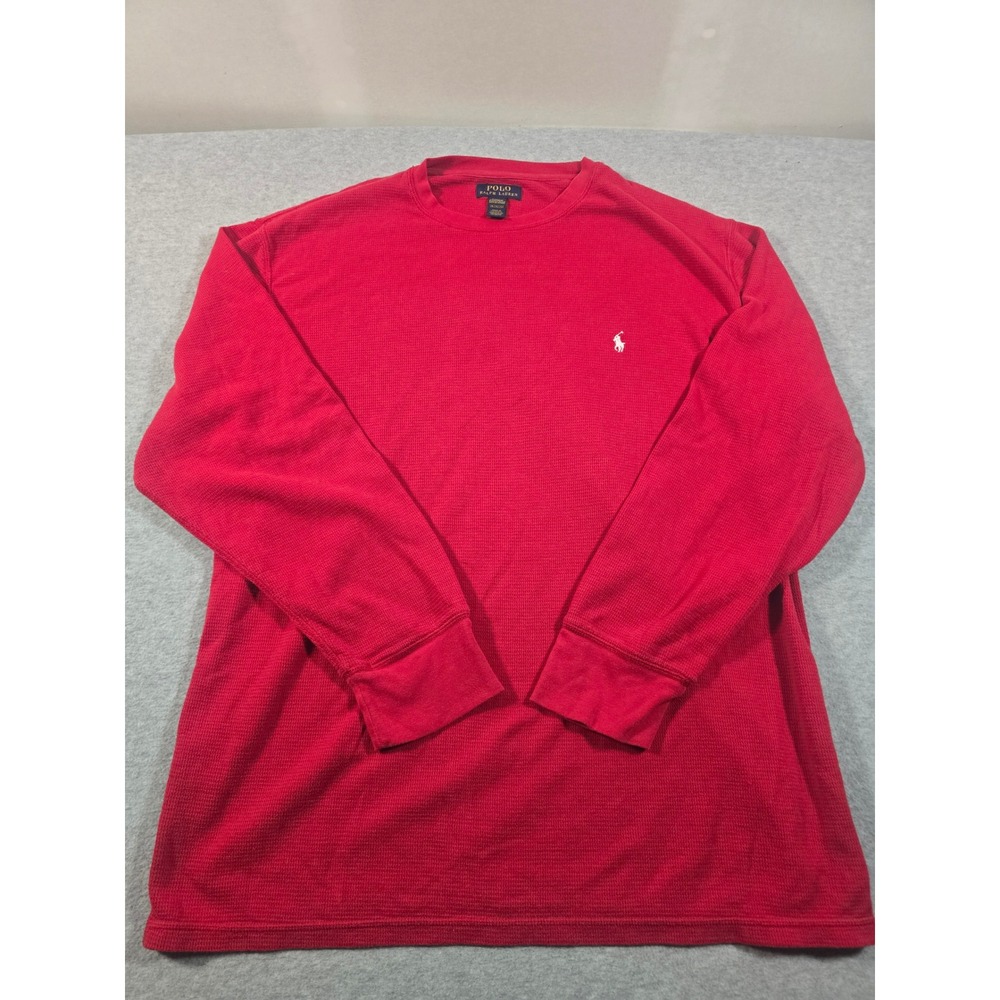 Polo Ralph Lauren Mens 2X Red Waffle Knit Thermal Long Sleeve Sleepwear Shirt